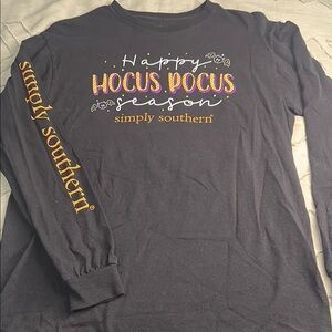 Simply Southern Black Long Sleeve Tee with Halloween Design